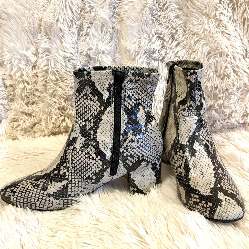 Faux Snakeskin Booties